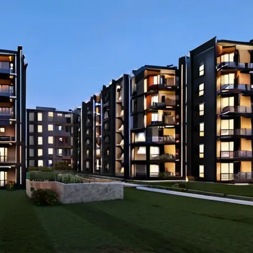 Атмосфера вечернего города в новых жилых кварталах